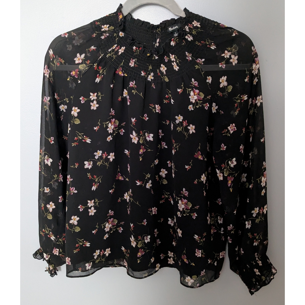 Floral Black Sheer Women's Top